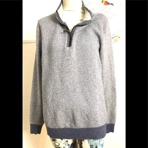 Thomas Dean Half Zip Light Merino Wool Sweater L